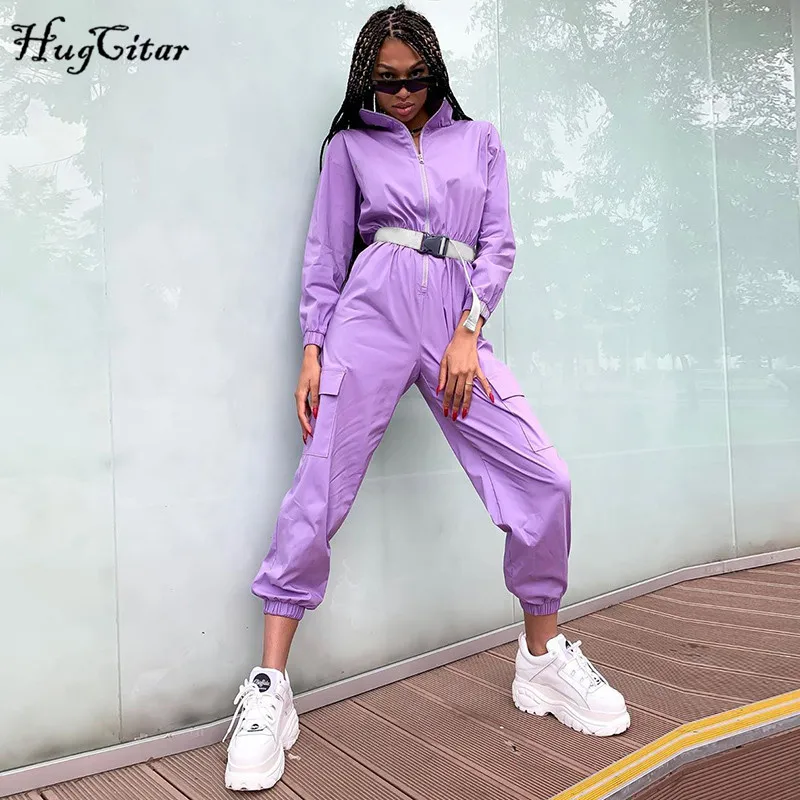 Женский комбинезон с пряжкой Hugcitar осенне зимний длинными рукавами и брюки карго