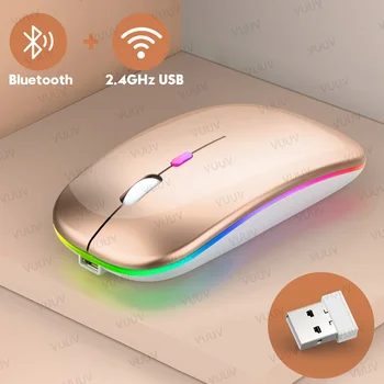 Bluetooth Wireless Mouse For Computer PC Laptop iPad Tablet MacBook With RGB Backlight Ergonomic Silent Rechargeable USB Mouse 9