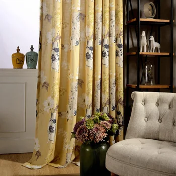 

Modern Pastoral Curtains Chinese Bamboo Festival Cloth Curtains for Living Room and Bedrooms Blackout Curtains