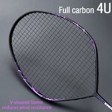Raquette de Badminton en forme de V professionnelle maximale de 30 livres 4U cordée pleine raquette en Fiber de carbone type offensif raquette simple avec ficelle(China)