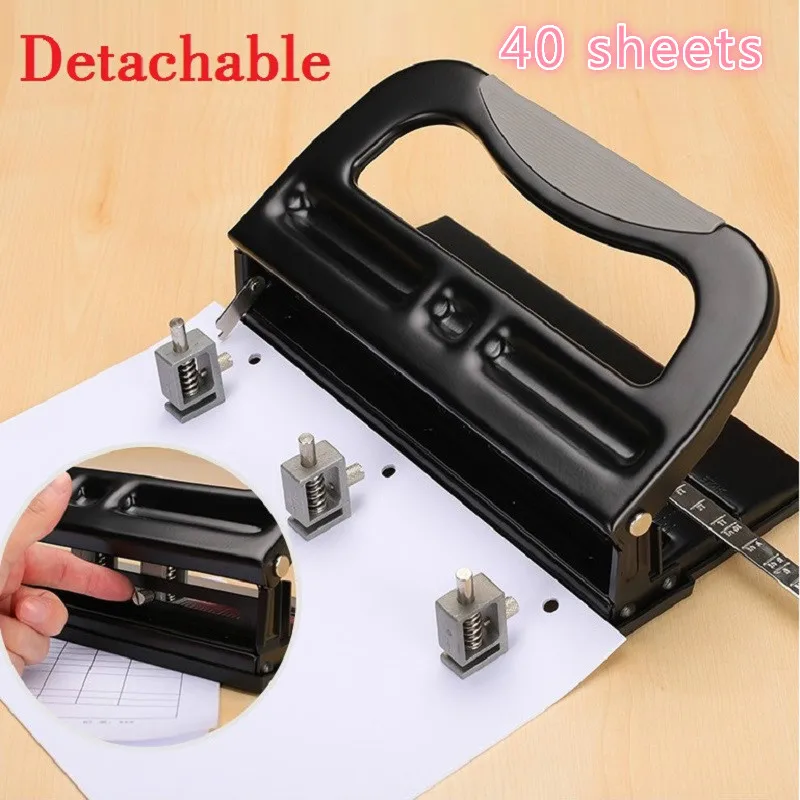 

Large Capacity 2-Hole / 3-Hole Punch Heavy Metal Puncher Adjustable and Detachble Puncher 40-sheets