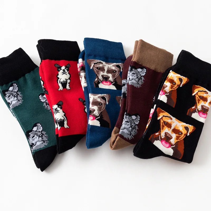 Новинка зимы, оригинальные мужские Носки с рисунком собаки, Повседневные Удобные забавные носки для пар, уличные носки, хлопковые носки, сохраняющие тепло, трендовые