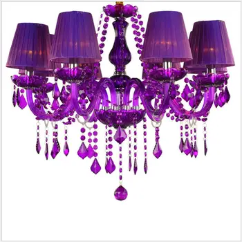 

European Tiffany Purple Color Deco Crystal Chandelier Lustre Crystal Chandelier 18Arms D950mm E14 AC Optional Lustres De Cristal