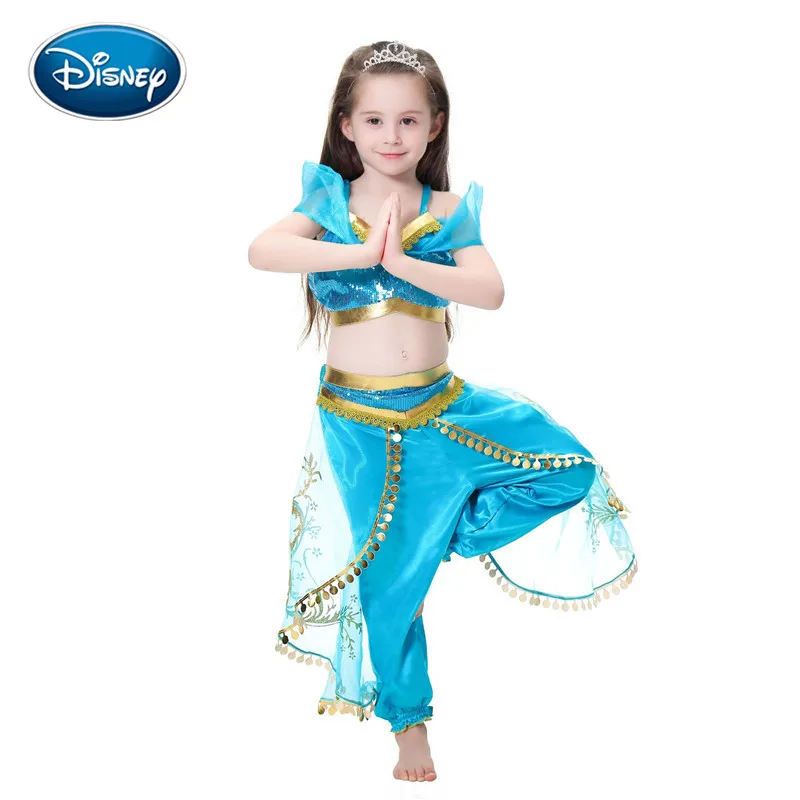 Disney-disfraz de Jasmine Rapunzel para niña, de dos piezas de la princesa Bella, Aladdín, Ariel, vestido de fiesta, regalo - Madre y niños