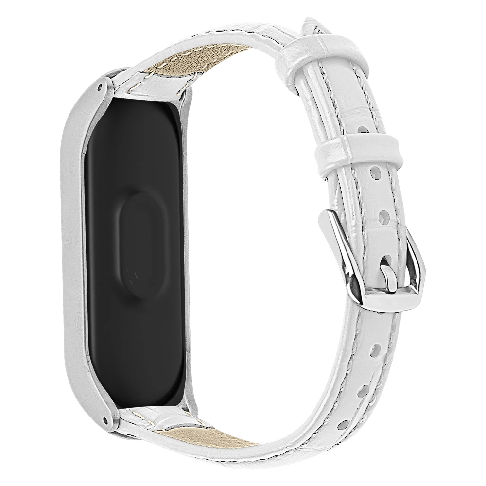 White Для Xiaomi mi Band 4 mi Band 3 ремешок для умных часов ремешок для часов из натуральной кожи ремешок для часов для Xiaomi mi Band 4 3 ремешки для браслетов - Цвет: White