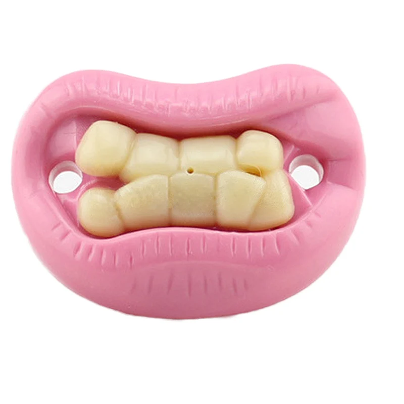 Funny Baby Pacifier Big Mouth Pink Lips and Buck Teeth Silicone Nipple Cute Soother Ugly Pacifier Hot Sales