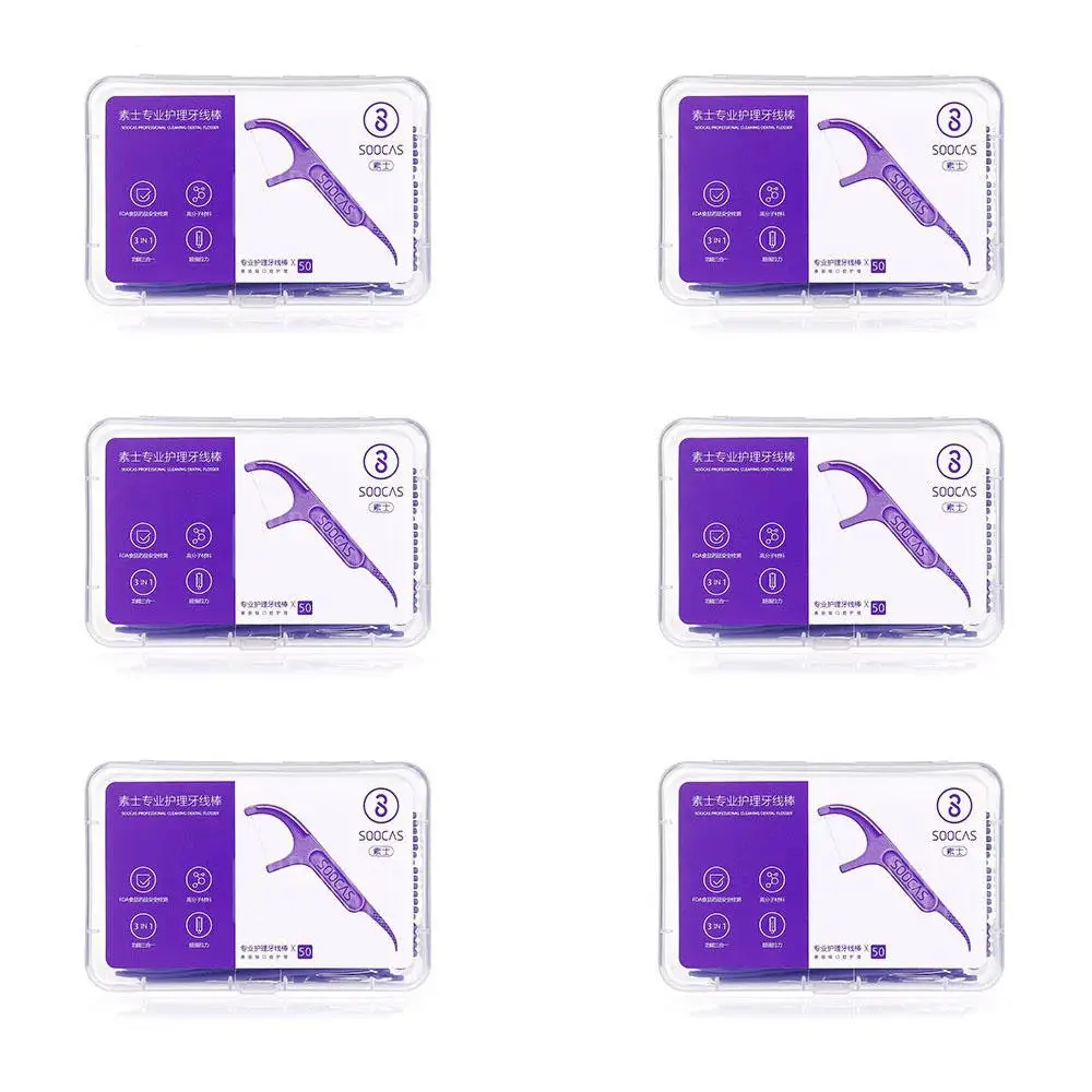 6 Boxes in 1 Set 300 шт Xiaomi Soocas профессиональная зубная нить эргономичный дизайн FDA тестирование качества еды Стоматологическая Foss выбор зуб выбор s - Цвет: 6 Boxes in 1 Set