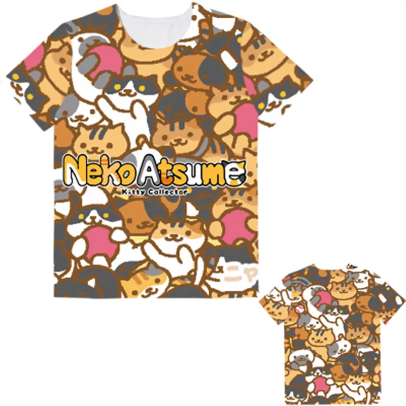 Harajuku Neko Atsume Футболка женская футболка с рисунком кота женские футболки летний топ уличная женская одежда - Цвет: 009
