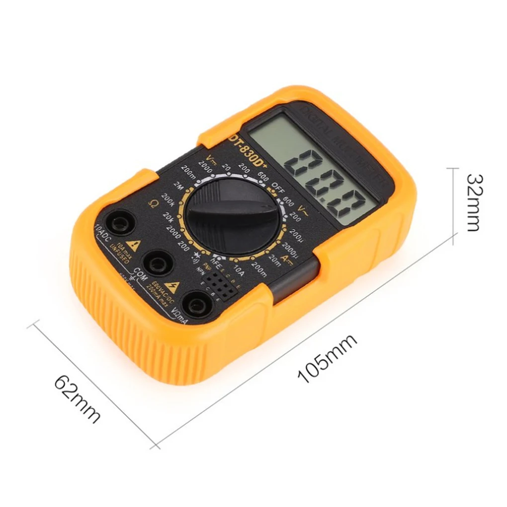 DT830D+ цифровой мультиметр мини-вольтметр DC Мегаомметр с питанием от аккумулятора портативный инструмент для тестирования напряжения