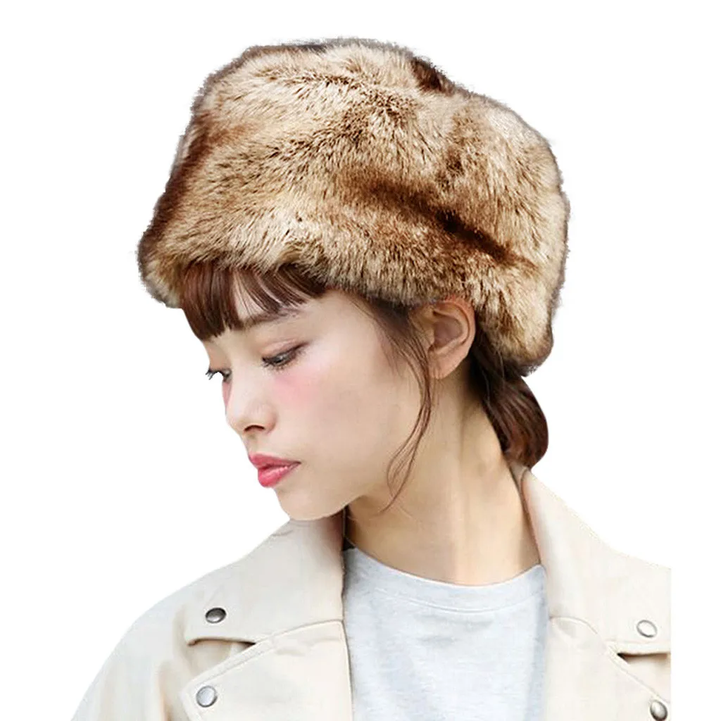 

Fashion Women Winter Hat Keep Warm Faux Fur snow hat woman Headgear Snow Hat Cap Bone czapka zimowa #P3