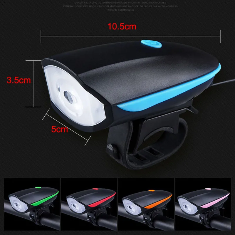 USB ReChargeable Bicycle Bell Flashlight Bike Horn Light Headlight Cycling Multifunction Ultra Bright Electric Loud Horn Bell