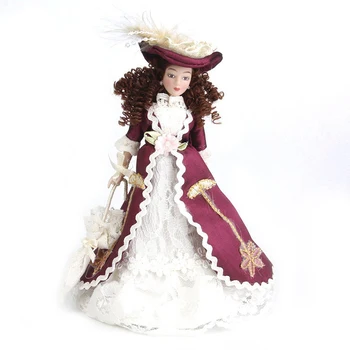 

1:12 Miniature porcelain doll house dolls Senora clasica with sombrero 1pz