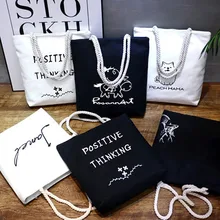 Горячая Мода Письмо печати холст сумка через плечо с пеньковые веревки для женщин девочек