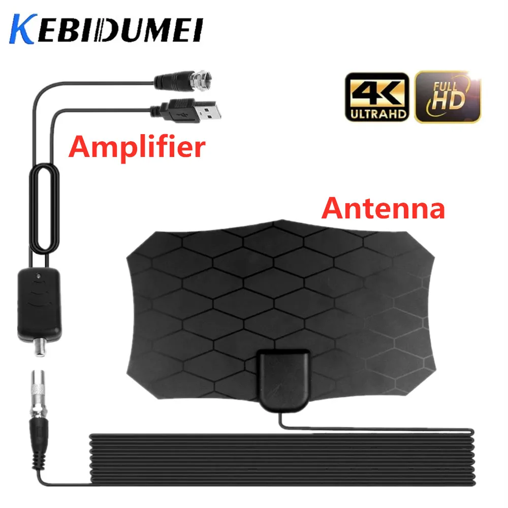 Антенна Kebidumei 80 миль для цифрового ТВ 25 дБ HDTV антенна усилитель сигнала комнатная