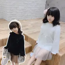 Платье в Корейском стиле с оборками для девочек модные Хлопковые Платья с фатиновой юбкой для девочек 2-7 лет, C206