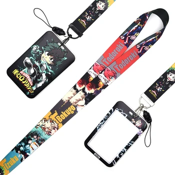 

30pcs/lot Office Card Sleeve Sets ID Badge Case Clear Bank Credit Card Cartoon Anime Lanyards My Hero Academia Keychain NA2361