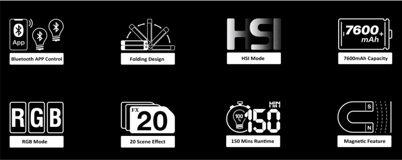 detail 4 Falcon Eyes 24W F7 Fold Pocket RGB LED Light Android & iOS APP Control Adsorbable per video  Youtube  Vlog Photography Fill Lamp GODOX ARRI ZHIYUN PRESTO BEN YONGNUO NULL illuminazione della fotocamera