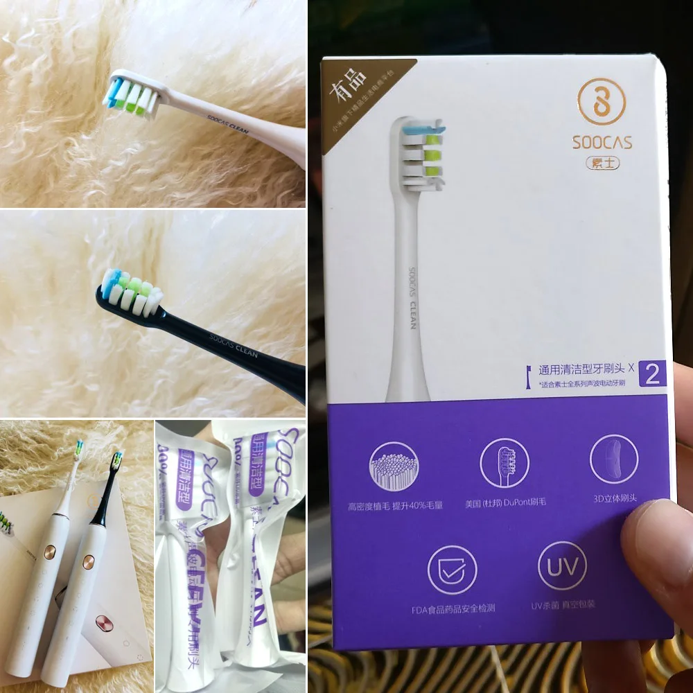 Xiaomi SOOCAS 3D сменная электрическая зубная щетка головка 2 шт универсальная щетка для чистки полости рта головки для Soocas X1 X3 X5 одобрено FDA