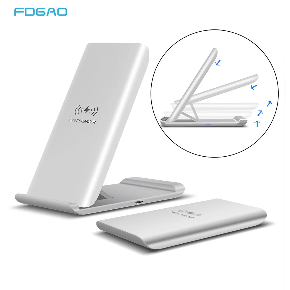 FDGAO 15W Qi Wireless Charger Stand Foldable Fast Charging Dock For iPhone 12 11 X XR XS Max Samsung S21 S20 Galaxy Note 20 10