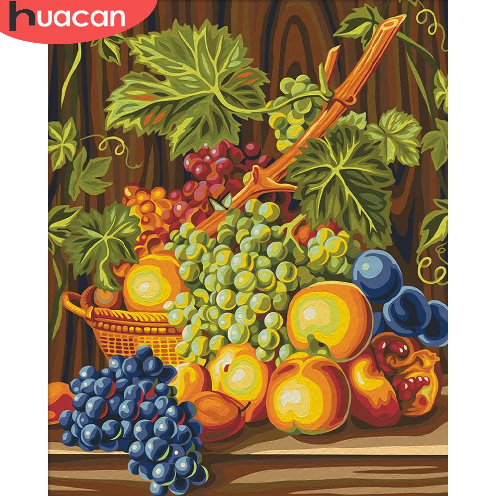 

HUACAN Oil Painting By Numbers Fruit And Food Kits Drawing Canvas HandPainted DIY Pictures Still Life Y Art Home Decor
