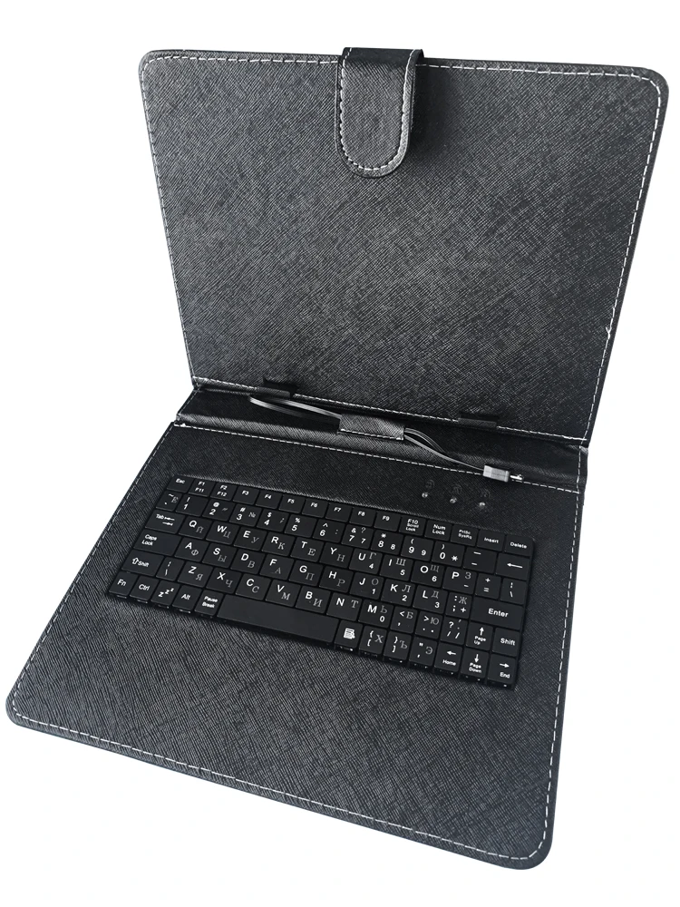 ANRY английская и русская Проводная клавиатура для планшета 10 10,1 черный PU+ PC кожаный чехол с подставкой Чехол Встроенная USB Проводная клавиатура
