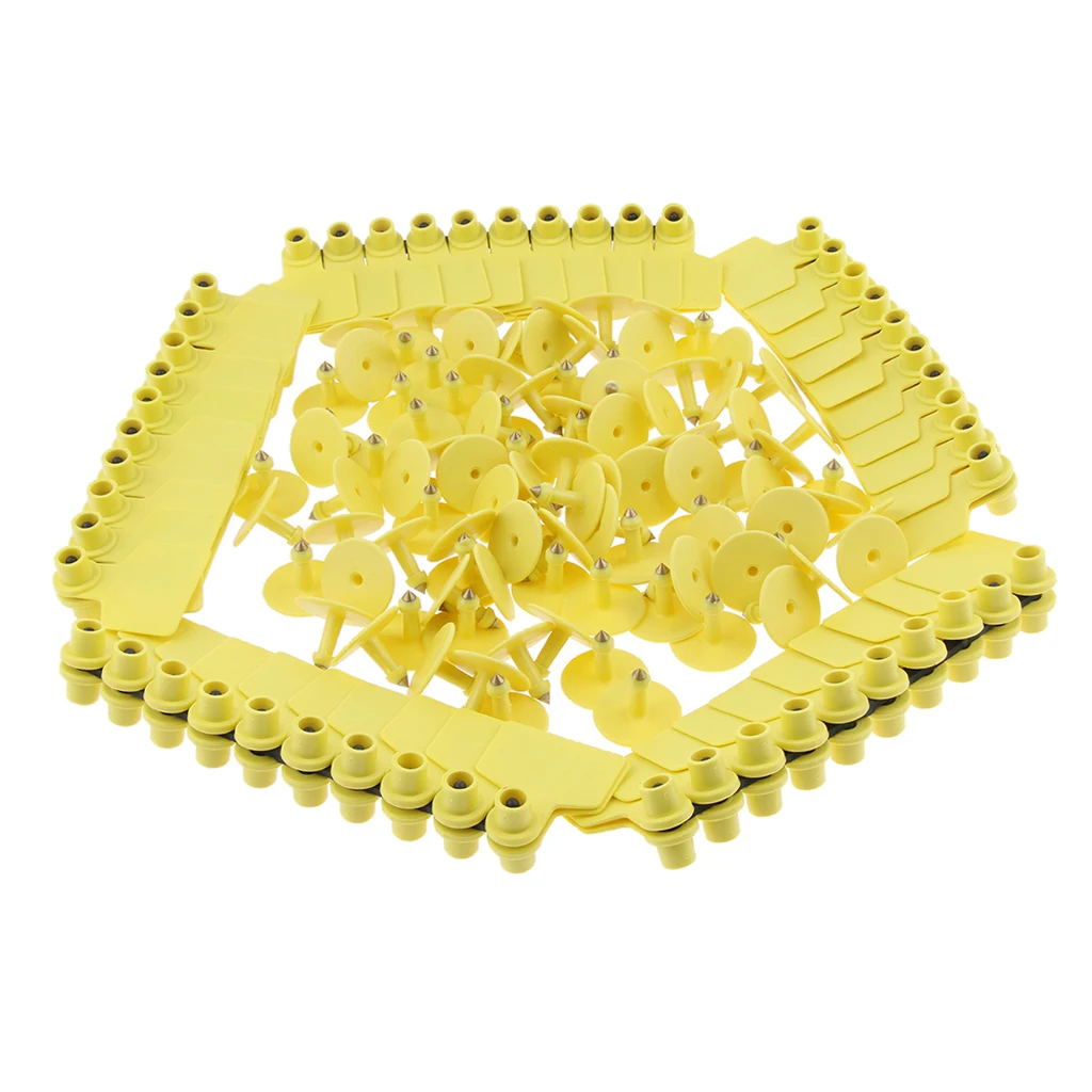 100 Pcs Large Blank Livestock Ear Tags for Pig Cow Cattle Goat Sheep Yellow