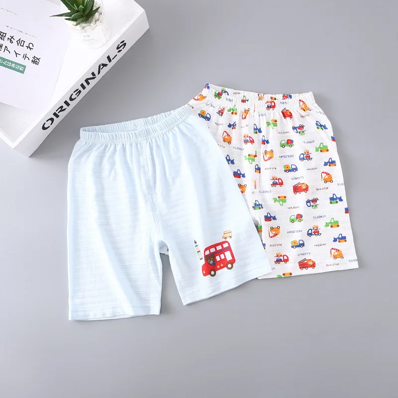 2-Piece Price 1 Summer Small CHILDREN'S Slub Cotton ban ku Men And Women Children Pure Cotton Ultra-Thin Shorts Baby Can Open Cr