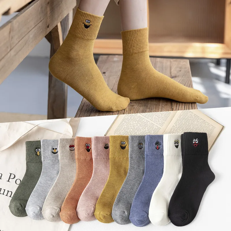 Теплые милые забавные носки для животных с вышивкой в стиле Харадзюку, женские японские носки Kawaii, новые хлопковые носки, 1 партия = 3 пары