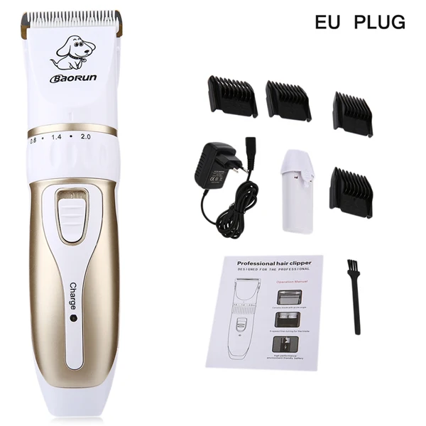 EU PLUG Профессиональная электрическая машинка для стрижки собак, машинка для стрижки волос, машинка для стрижки домашних животных, кошек, собак, триммер для стрижки волос, бритва, набор, стрижка для домашних животных - Цвет: EU PLUG