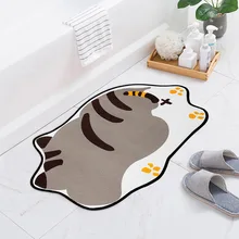 Tapete do banheiro dos desenhos animados gato absorvente antiderrapante tapetes de assoalho banheira tapete lateral chuveiro entrada capacho 3 tamanhos decoração para casa