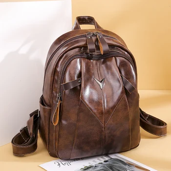 

Vintage Women's Backpack 2020 Fashion Women's Leather Backpack for Teenager Girls High Quality School Backpacks for Women Bag