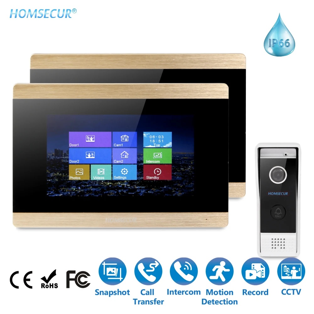 

Shipping from the EU HOMSECUR 7" Wired Video Door Phone Intercom System with Touch Screen Monitor BC031-B+BM715-G