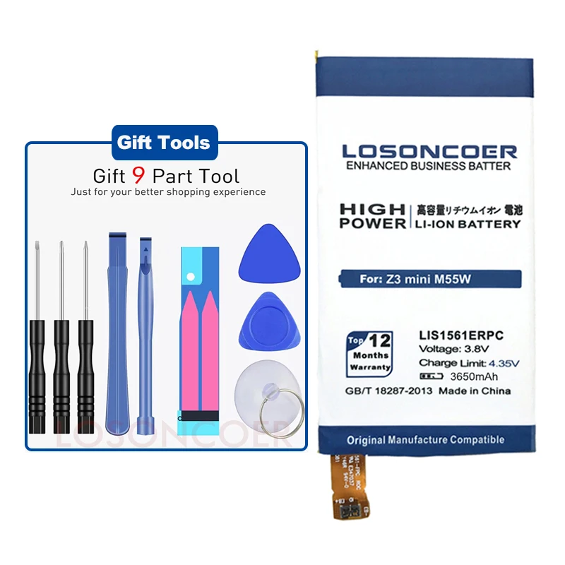 LOSONCOER 3650 мА/ч, LIS1561ERPC Батарея для sony Xperia Z3 компактный Z3c мини D5803 D5833 C4 E5303 E5333 E5363 E5306 Батарея SO-02G