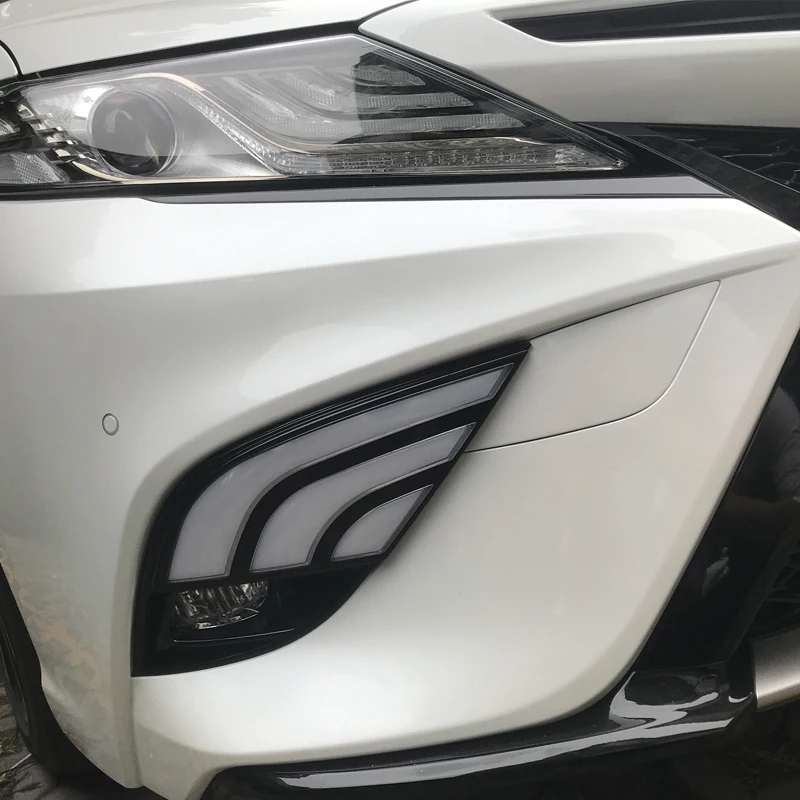 2 шт. для Toyota Camry светодиодный дневные ходовые огни DRL с отверстием для противотуманной фары желтый указатель поворота синий ночной Светильник