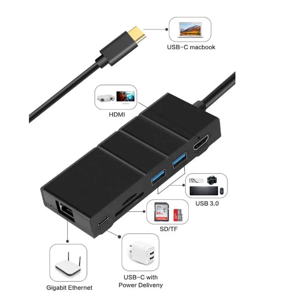 Адаптер usb хаб 3 0 Type C для телефонов на Android разветвитель с 5 портами портативный