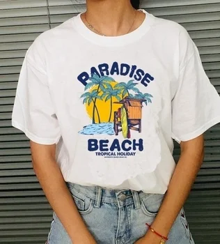 

Fashionshow-JF Tropical Holiday Beach New Summer Style Coconut Tree Printed Avocado T-shirts Womens Short Sleeve Top Tees