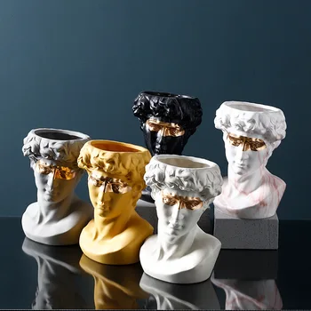 

Retro Arts David Art Sculpture David Vase Abstract Greek Portrait Flower Pot Resin Vase Home Decor Flower Arrangement Orn R4597