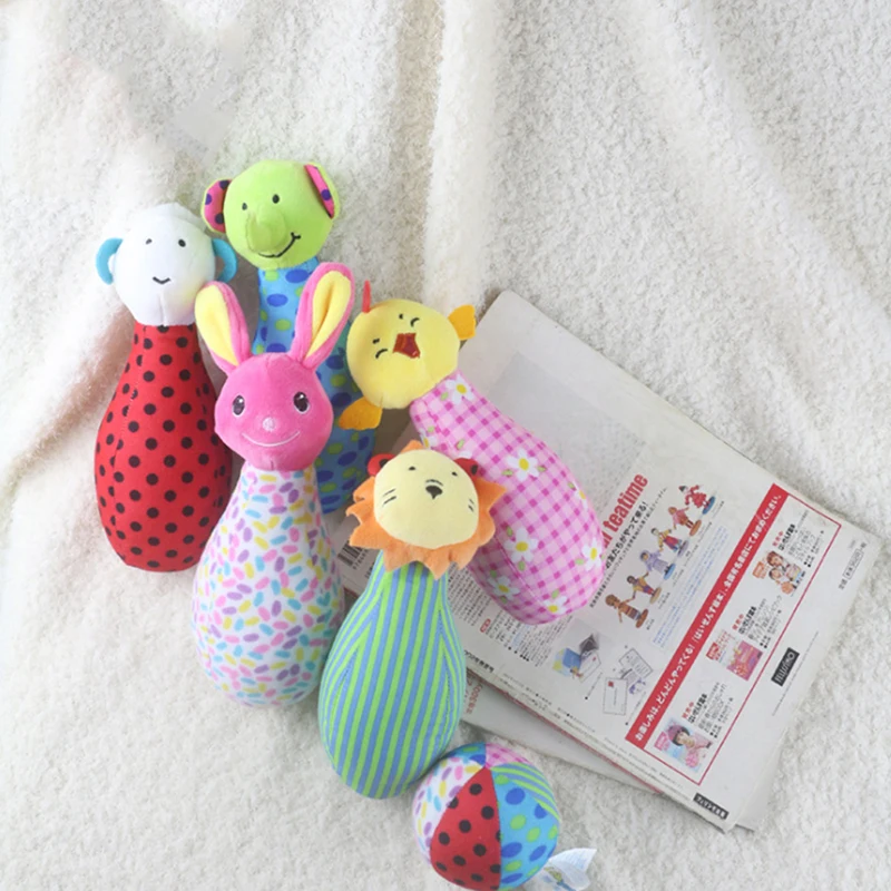 

1Set Of Soft Comfort Plush Cute Animal Bowling Games Cloth Bowling Ball Set For Kids Party Fun Toys