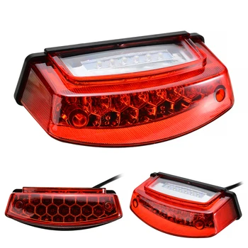 

1pc 12V 21 LED Motorcycle 6LED White License Plate Light 15LED Red Tail Rear Lights Brake Stop Lamp 3 Wire