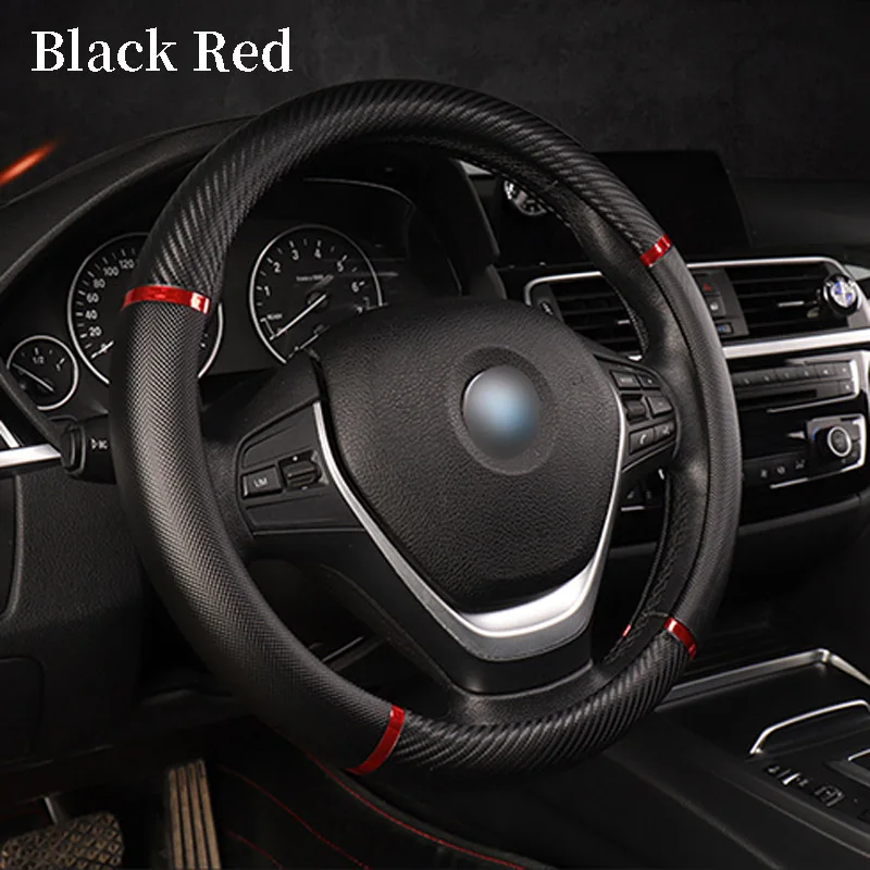 red 38 см нескользящий чехол рулевого колеса автомобиля для Volkswagen VW Passat B6 B5 B7 B8 Golf 4 5 7 6 Polo Opel Astra J H Insignia Corsa - Название цвета: red