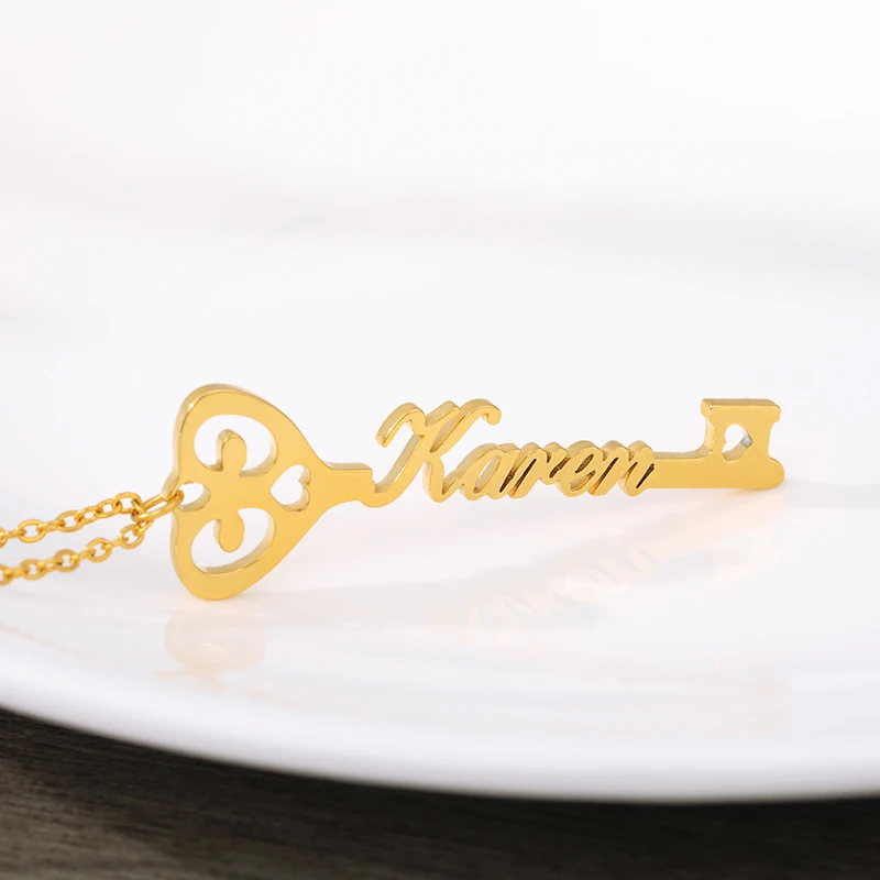 Custom Key Name Necklaces For Women Stainless Steel Choker Heart Infinity Love Key Necklace Femme Lover Christmas Jewelry Gift Hebf60A72A2D2454Ba7Cd40Ffa414796Ep