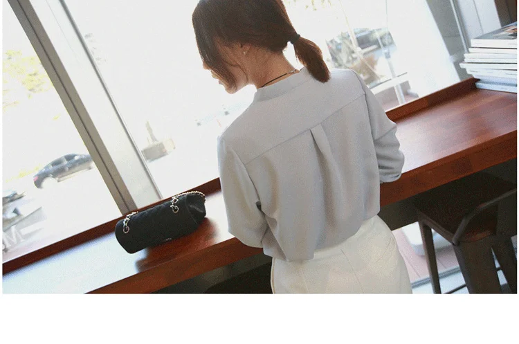 بلوزات النساء فضفاضة لصيف طويلة الأكمام قميص شيفون