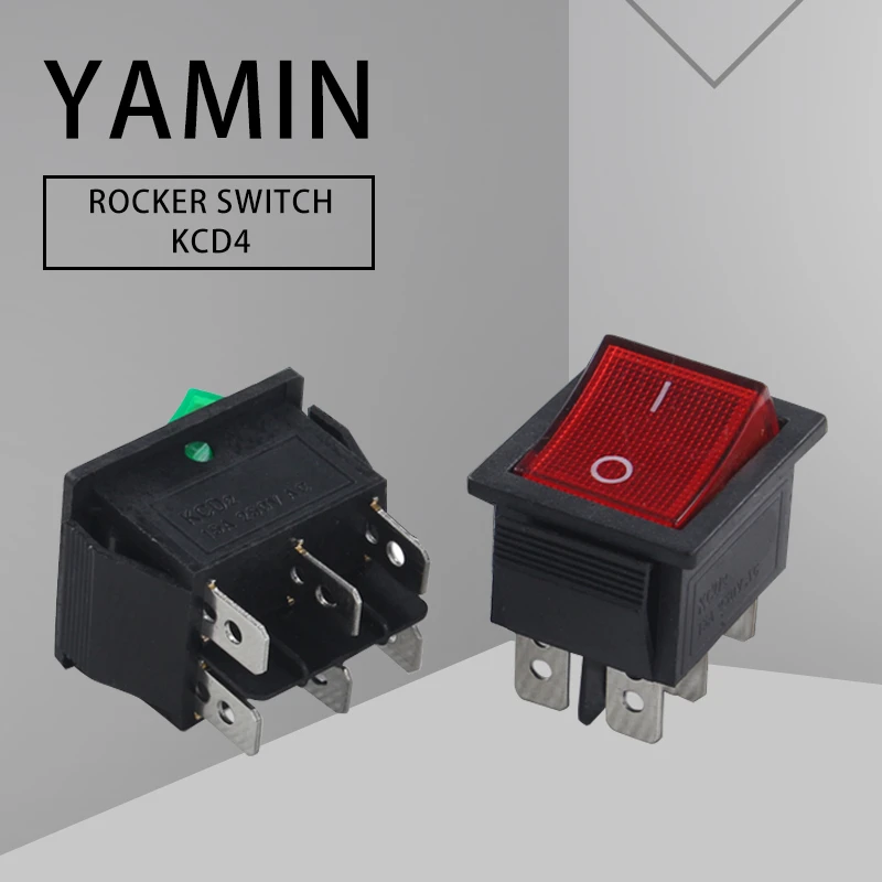 20pcs/lot Rocker Switch 2 Positions KCD4 Ship Type 15A/250V Red Green 6