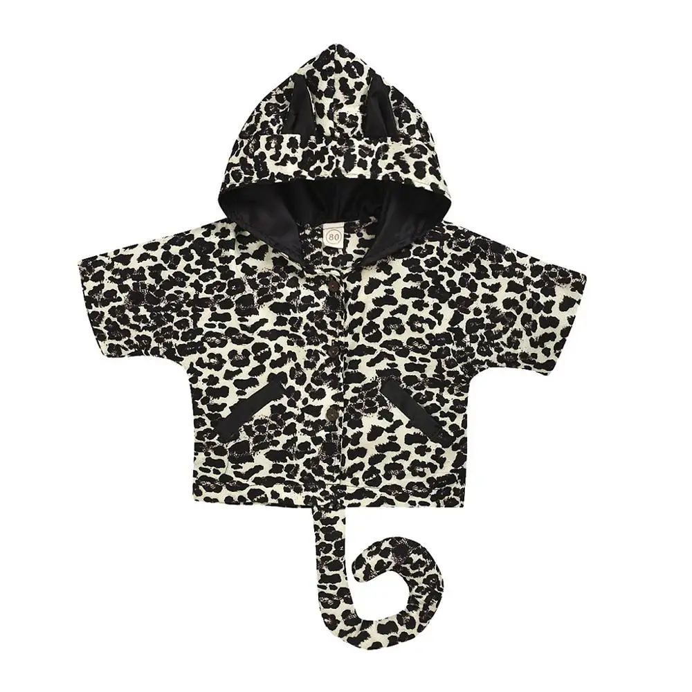  Toddler Baby Girls Boys Autumn Winter Windproof Fashion Coat Leopard Print Hooded Warm Outwear Jack