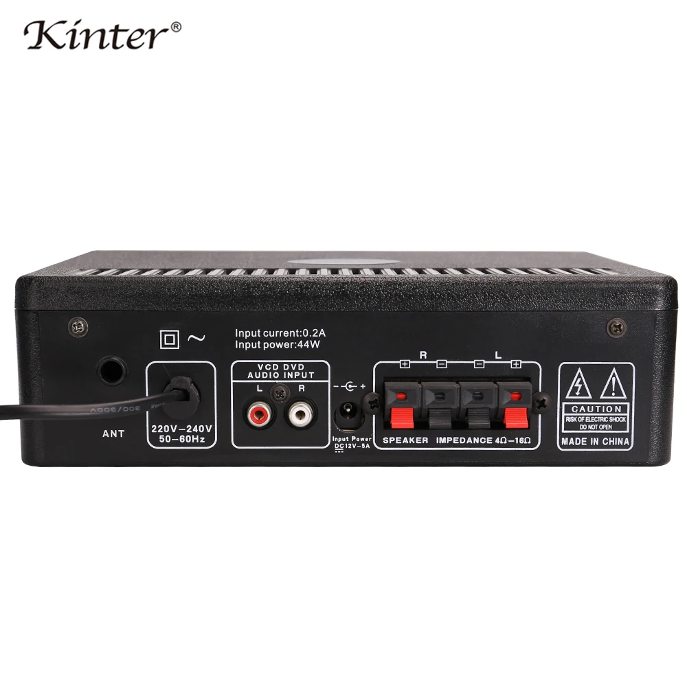Kinter-007, караоке, аудио усилитель, 2,0 канал, 30 Вт, с USB, SD, микрофонный вход, контроль высоких частот и микрофона, эхо, время, тональное питание
