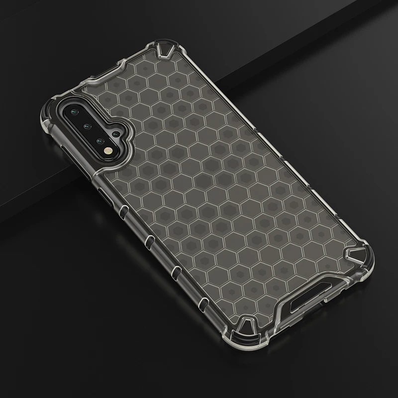 

Ikrsses For Huawei Nova 5i Pro Case Two in one Translucent drop-proof phone case For Huawei Nova 5i Nova 5 Honeycomb plaid Cover