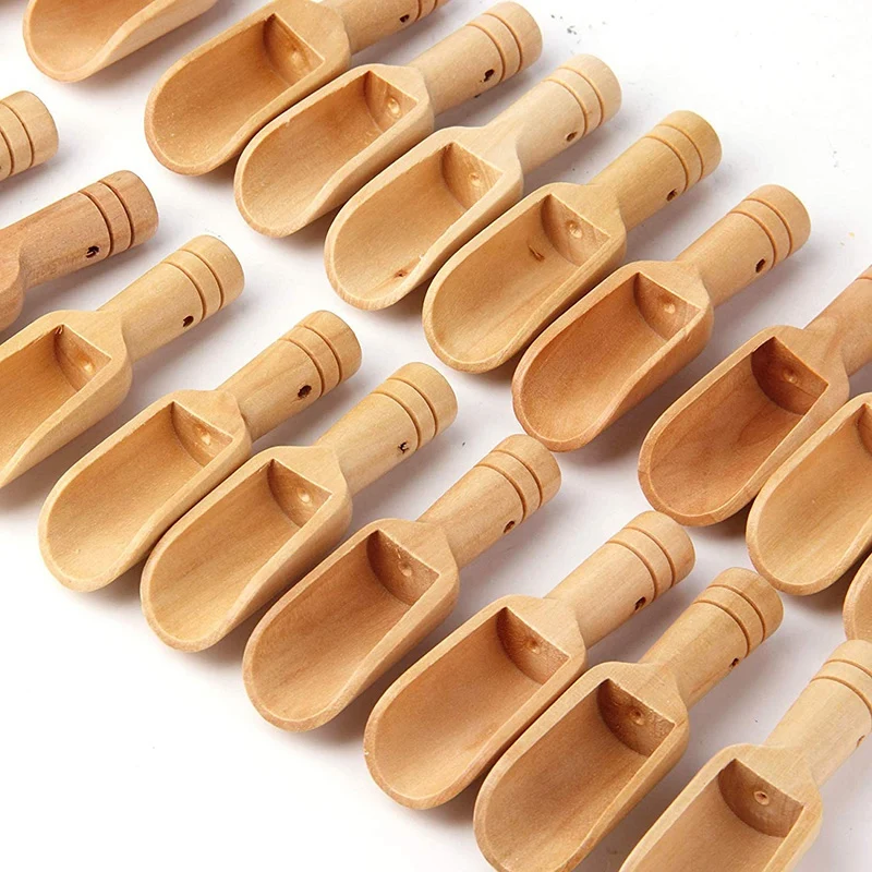 20 Pieces Mini Wooden Spoon Mini Bath Salt Spoon Wooden Candy Spoon Laundry Powder Spoon Set Baby Spoon