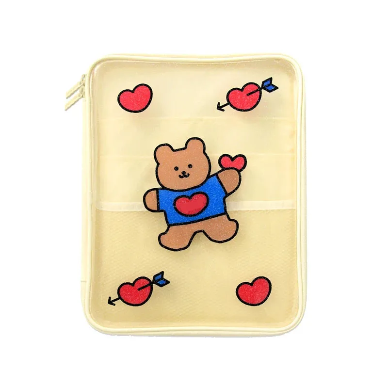 Korea Bear Laptop Case Bags Heart 10.5 11inch Waterproof Mac Ipad Pro Case IPad Storage Bag Travel Girls Clutch Purse Organizer
