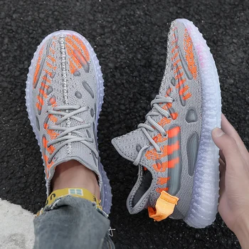 

Reflective Men's Leisure Shoes Casual Shoes For Man Fabric Mens Light Sneakers Fashion Comfortable Male Transparent Bottom Shoes