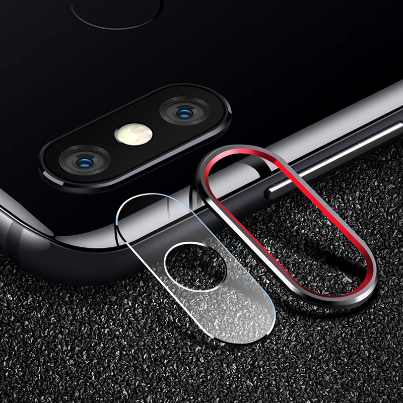 Защита для экрана камеры для Xiaomi mi 8 mi 8 стеклянная пленка+ металлическое защитное кольцо для объектива чехол для Xiaomi mi 9 mi 9 9SE 9 SE mi x 3 mi x3 - Цвет: Black Red with Glass
